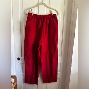 Vintage cherry red linen pants large